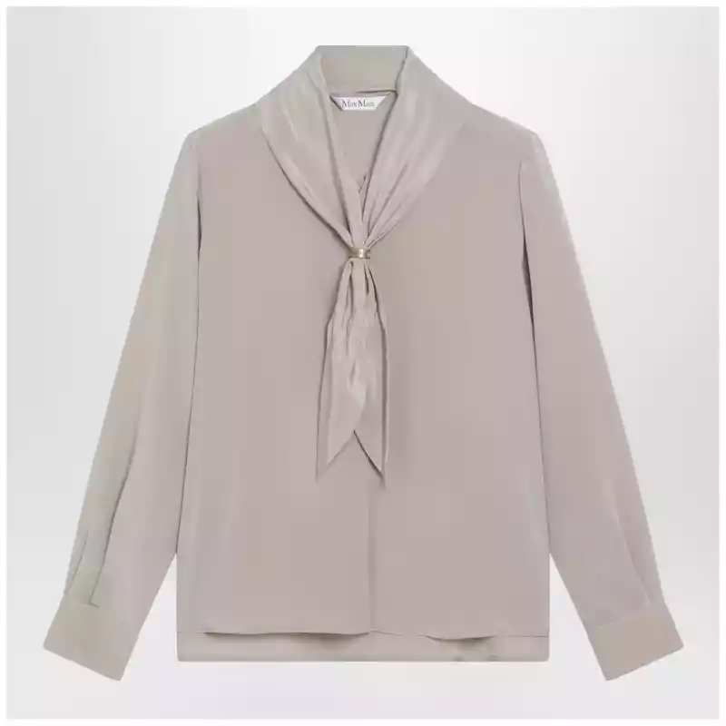 MXMDRYSI_T_MAXM-035.x Max Mara Rock beige silk blouse with scarf