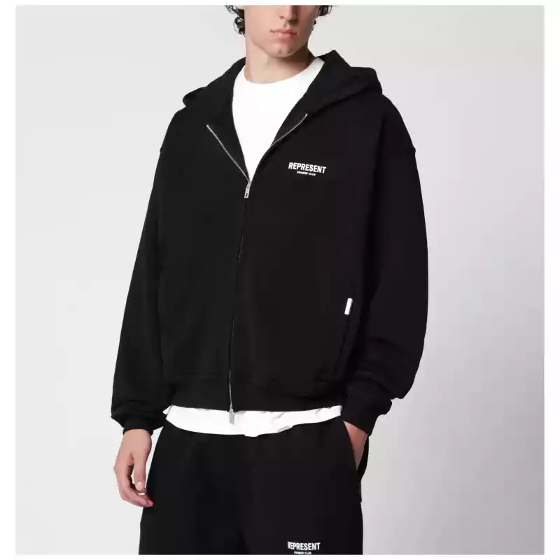 OCM41122CO_T_REPRE-001.a Represent Black cotton zip-up hoodie