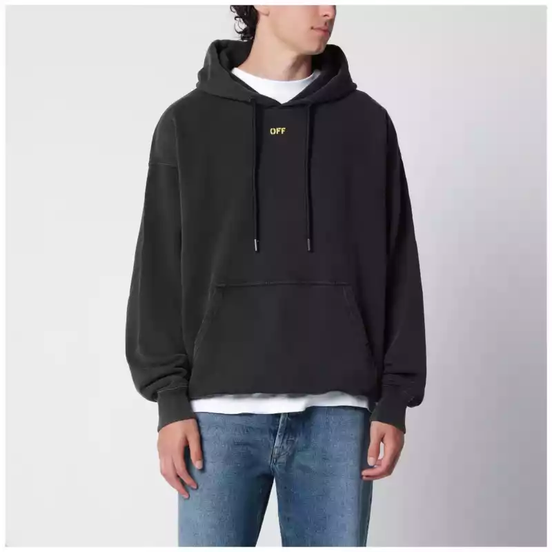 Off White Off-White™ Washed black hoodie with OFF logo