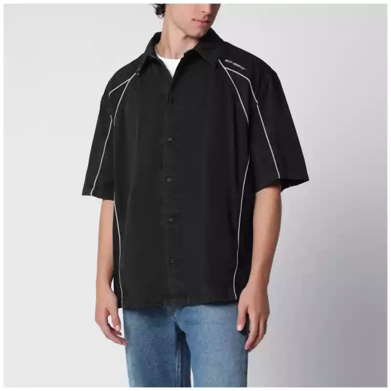 Off White Off-White™ Off-White black OWR Garment-Dyed Gabardine Sporty bowling shirt