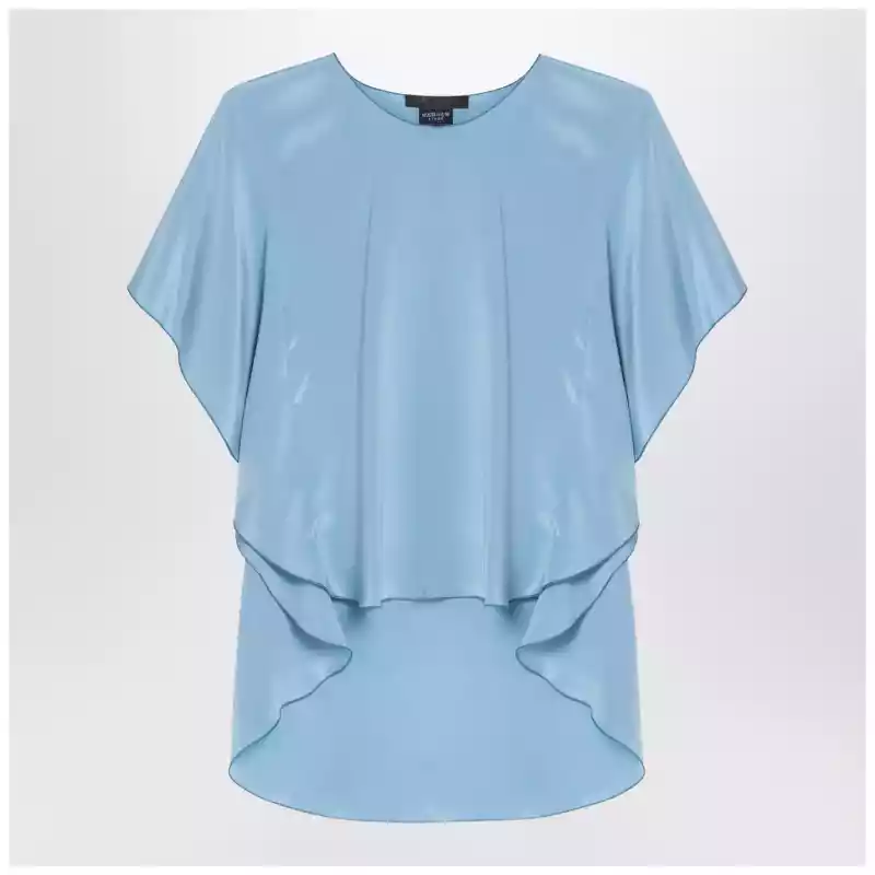 Max Mara Pianoforte Light blue flowy silk blouse
