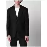 Lardini Single-Breasted Black Linen Jacket