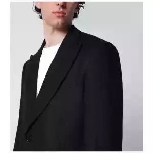 Lardini Single-Breasted Black Linen Jacket