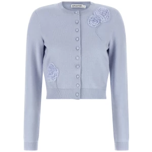 Self-Portrait Blue Flower Knit Cardigan