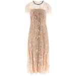 Self-Portrait Pink Flower Sequin Embellished Midi Dress