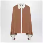 Max Mara Camel silk colour-block shirt