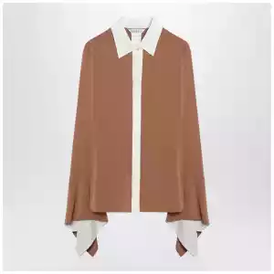 Max Mara Camel silk colour-block shirt