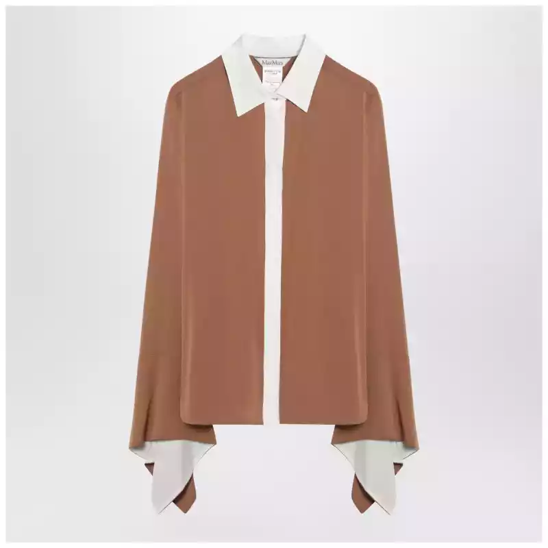 Max Mara Camel silk colour-block shirt