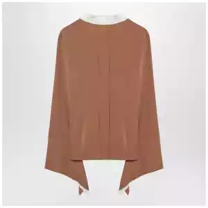 Max Mara Camel silk colour-block shirt