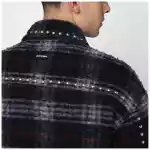 Palm Angels Over shirt in navy check wool with studs