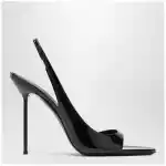 Paris Texas Black patent slingback sandals