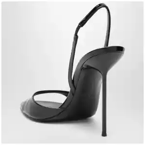 Paris Texas Black patent slingback sandals