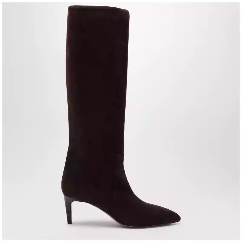 Paris Texas Chocolate suede pointed-toe boots