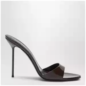 Paris Texas Lidia mules in ebony patent leather