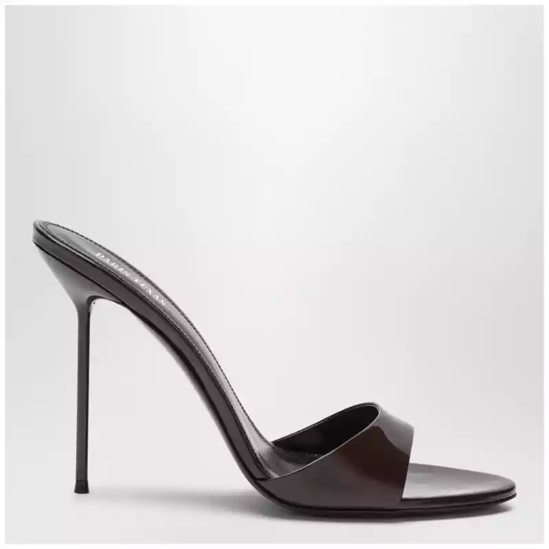 Paris Texas Lidia mules in ebony patent leather