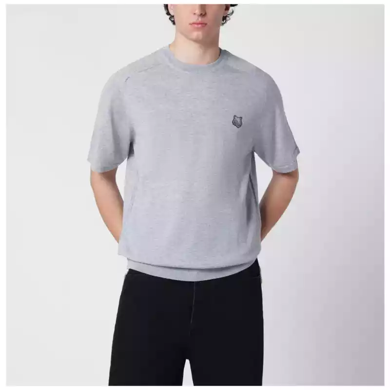 Maison Kitsuné Grey mélange Fox Head wool sweater