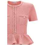 Self-Portrait Pink Peplum Knit Midi Dress