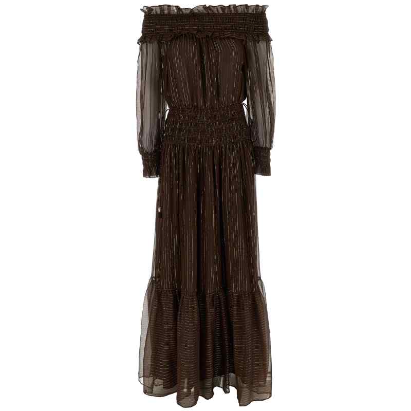 RS26156XABRBROWN_01_M_2025-11-20T12-01-38.979Z Self-Portrait Brown Georgette Off Shoulder Maxi Dress