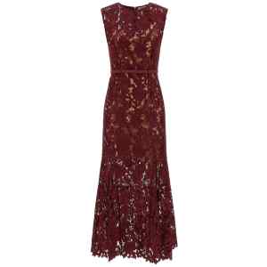 Self-Portrait Burgundy Guipure Lace Midi Dress