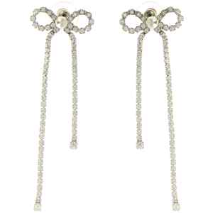 Self-Portrait Crystal Droplet Bow Earrings