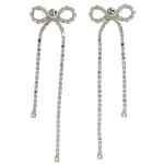 Self-Portrait Crystal Droplet Bow Earrings