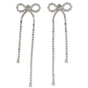Self-Portrait Crystal Droplet Bow Earrings