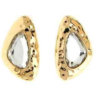 Self-Portrait Hammered Gold Crystal Earrings