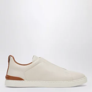ZEGNA White leather Triple Stitch Sneakers