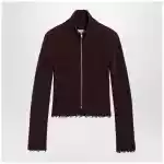 MM6 Maison Margiela Chocolate rib-knit zip cardigan