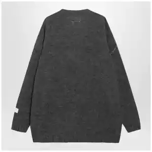 MM6 Maison Margiela Grey mélange oversized V-neck knit sweater