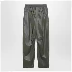 MM6 Maison Margiela Khaki green wide-leg trousers in faux leather