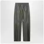 MM6 Maison Margiela Khaki green wide-leg trousers in faux leather