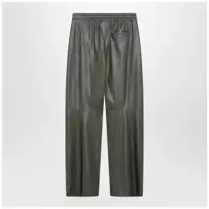 MM6 Maison Margiela Khaki green wide-leg trousers in faux leather