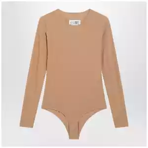 MM6 Maison Margiela Skin-tone bodysuit in lycra jersey