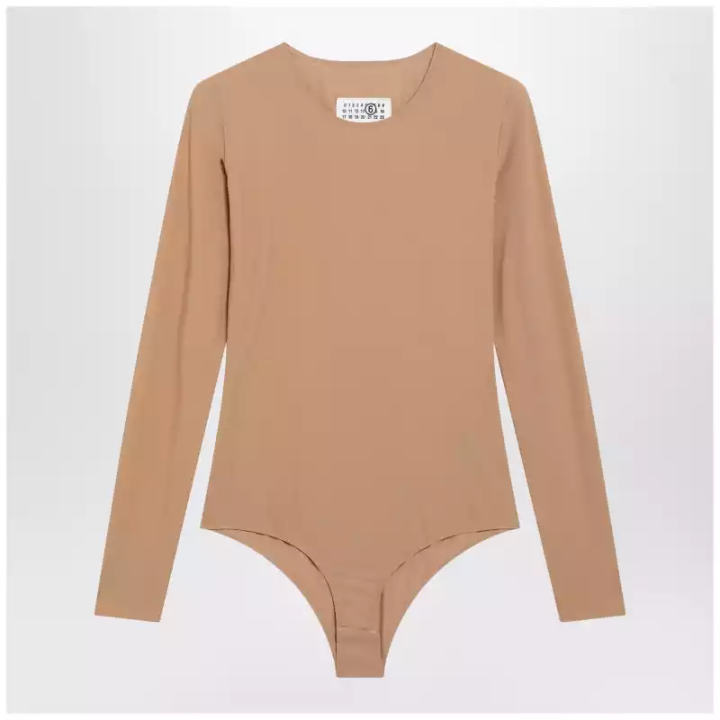 MM6 Maison Margiela Skin-tone bodysuit in lycra jersey