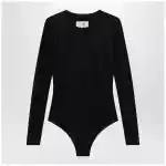 MM6 Maison Margiela Black lycra jersey bodysuit