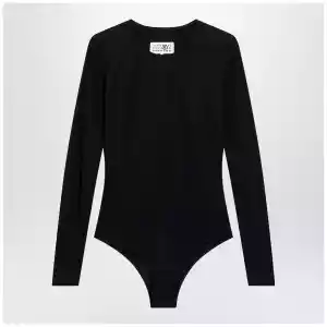 MM6 Maison Margiela Black lycra jersey bodysuit