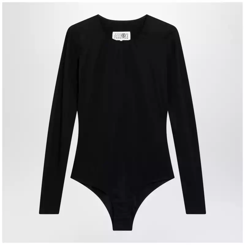 MM6 Maison Margiela Black lycra jersey bodysuit