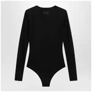 MM6 Maison Margiela Black lycra jersey bodysuit