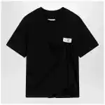 MM6 Maison Margiela Black draped T-shirt with logo patch