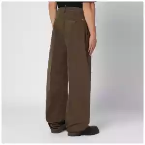 Dsquared2 Military green wide trousers with wear