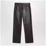 S Max Mara Brown lamb nappa leather trousers