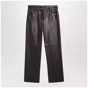 S Max Mara Brown lamb nappa leather trousers