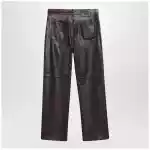S Max Mara Brown lamb nappa leather trousers