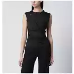 Durazzi Milano Black mélange tank top with braided details