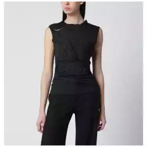 Durazzi Milano Black mélange tank top with braided details