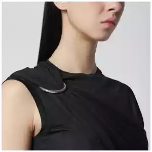 Durazzi Milano Black mélange tank top with braided details