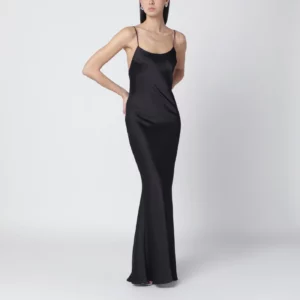 THE ANDAMANE Black Ninfea dress with back draping