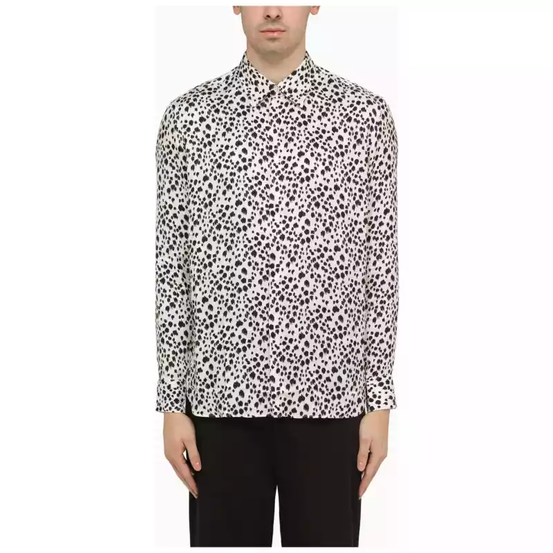 PT Torino White viscose striped shirt