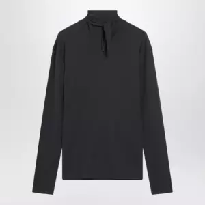LEMAIRE Dark grey long-sleeved sweater with scarf detail